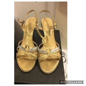 Via Spiga gold and silver stilettos